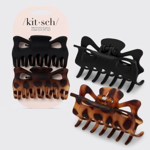 Black & Tort Claw Clips 2pc Set - Large