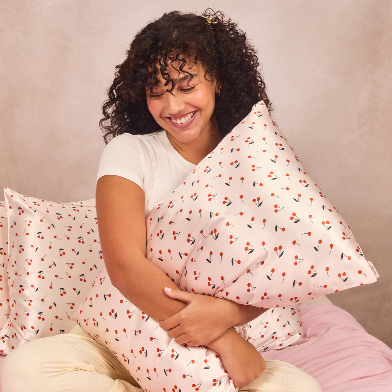 Satin Pillowcase in Cherry Print - King - Image 3