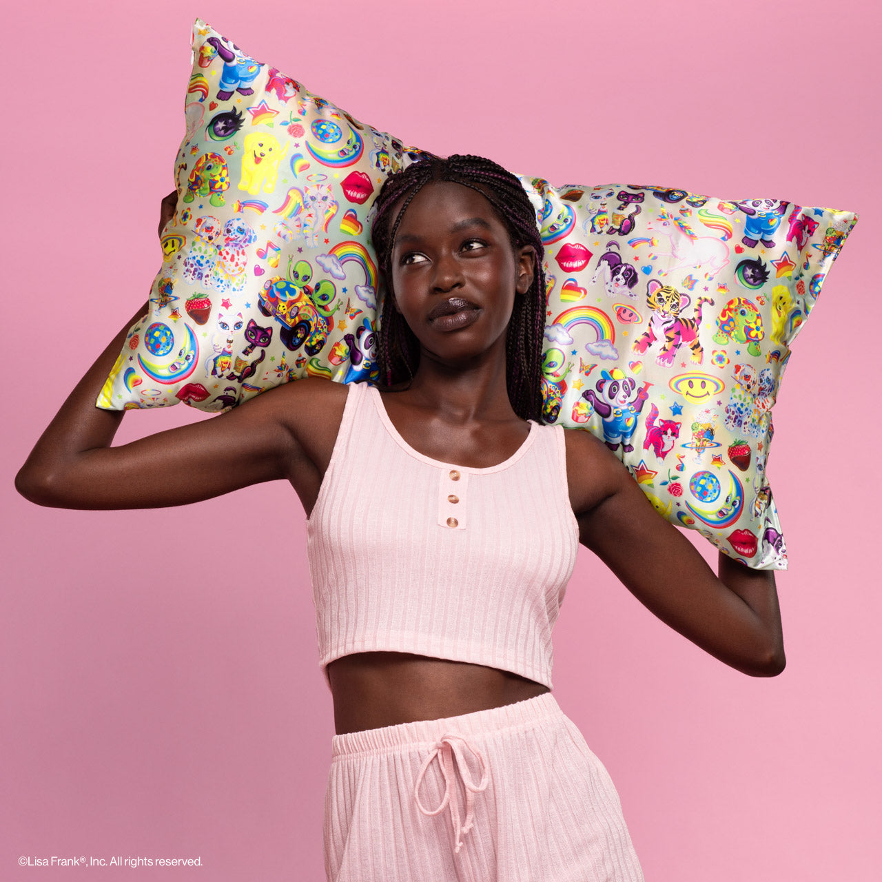 Lisa Frank x Kitsch Satin Pillowcase in The Fantastic World of Lisa Frank - King - Image 3