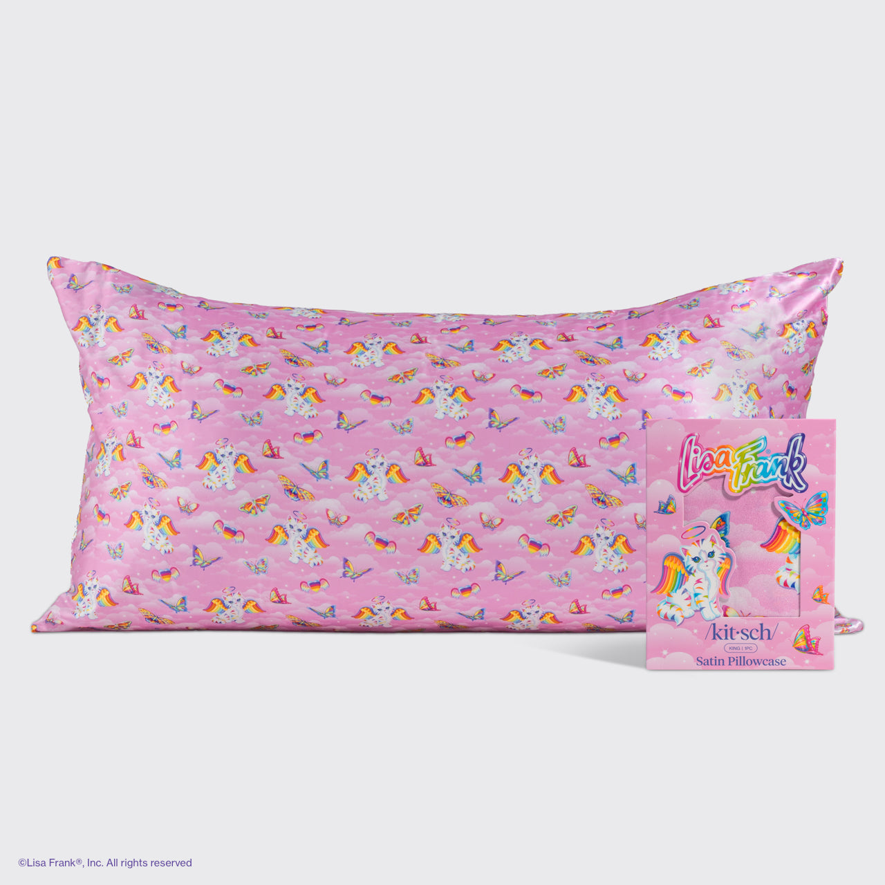 Lisa Frank x Kitsch Satin Pillowcase in Angel Kitty??- King