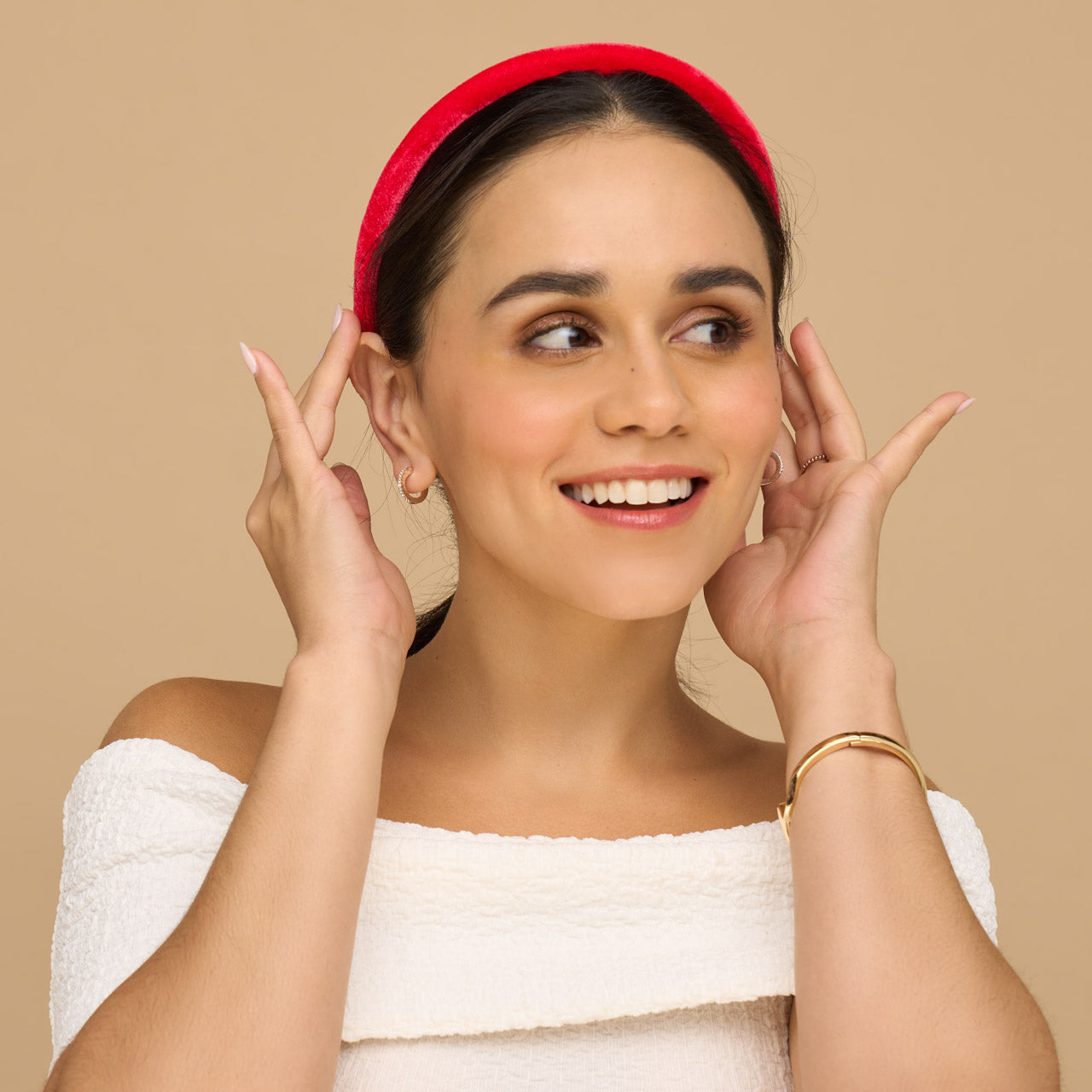 Red. Pink & Green Velvet Headbands - Image 4