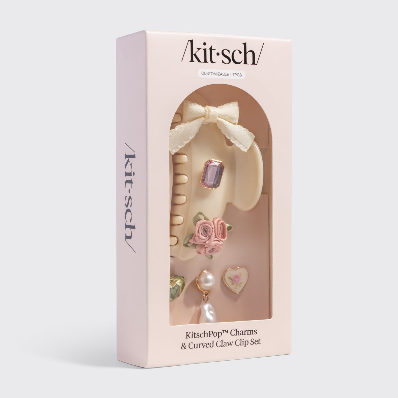 KitschPop?? Curved Claw Clip & Charms in Pearlized Cream - Image 7