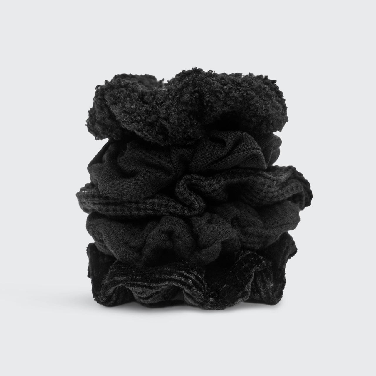 Assorted Textured Scrunchies in Black - Image 3