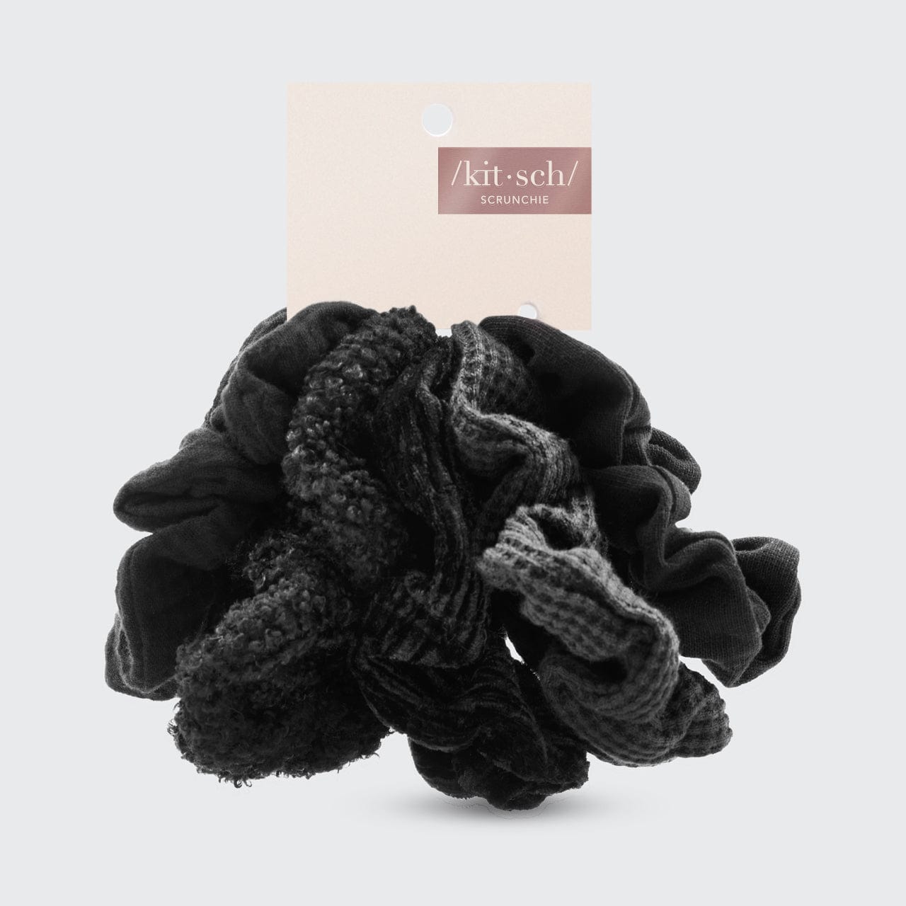 Assorted Textured Scrunchies in Black - Image 4