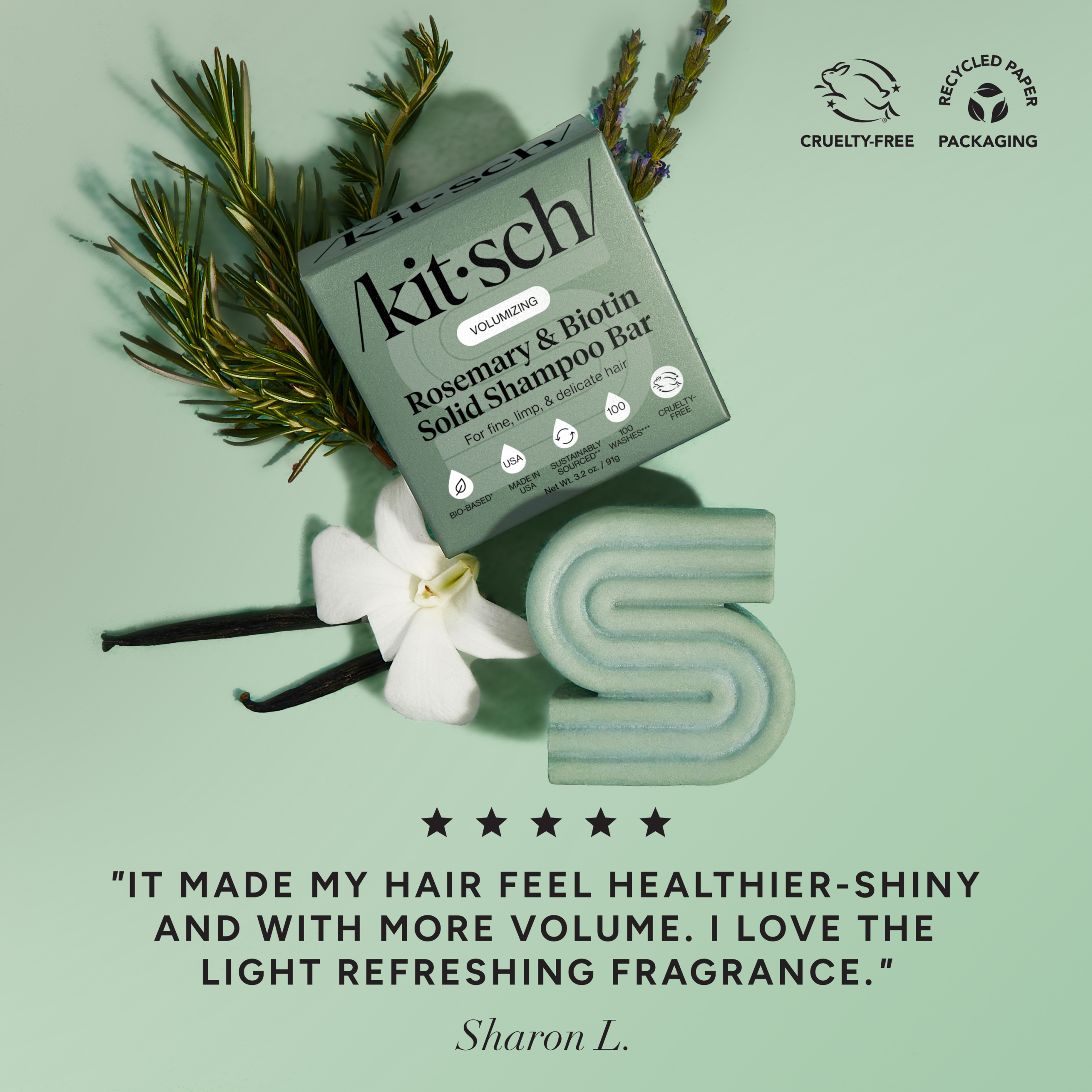 Rosemary & Biotin Volumizing Shampoo & Conditioner Bar Combo - Image 2