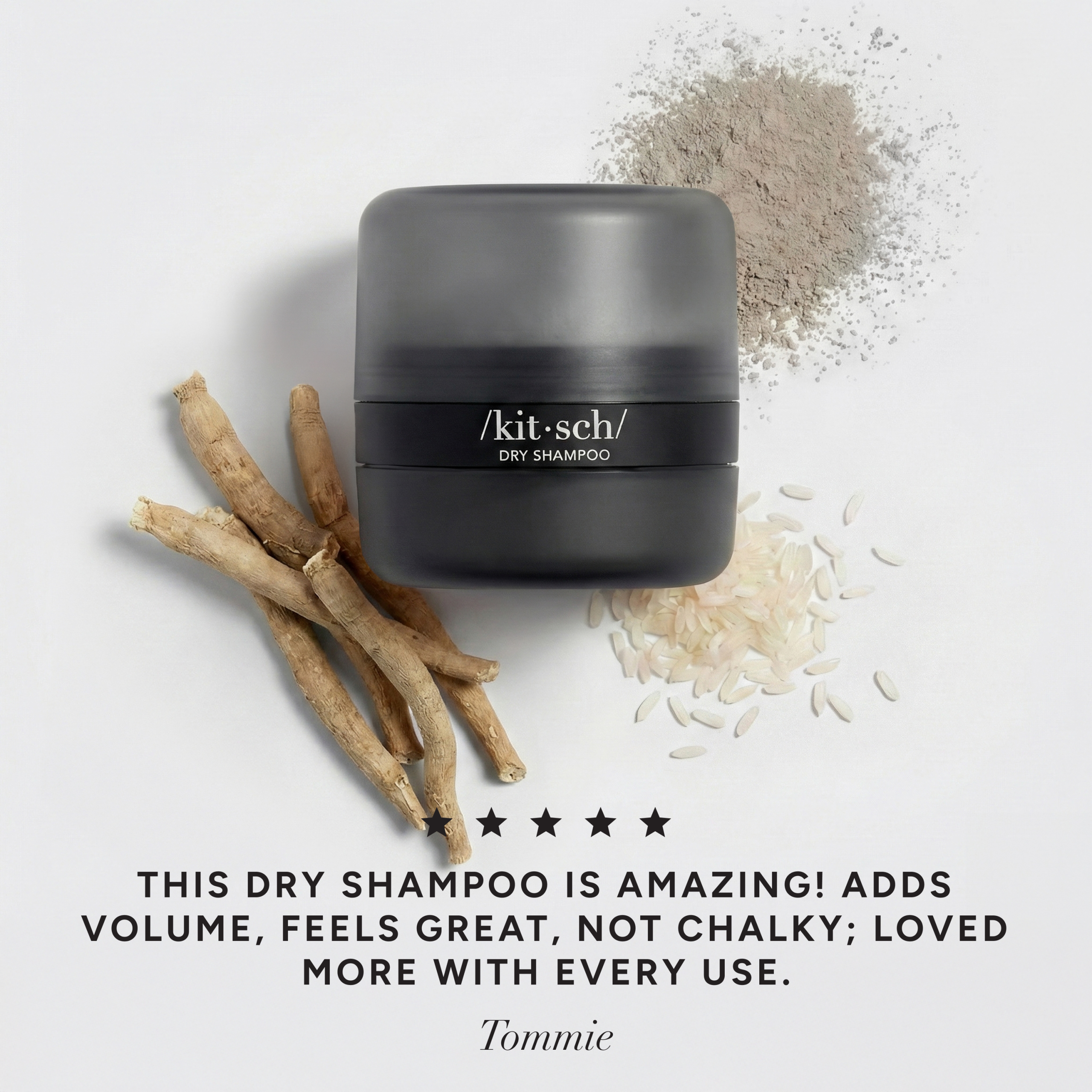 Dark Volumizing Rice Protein Dry Shampoo with Puff - Image 2