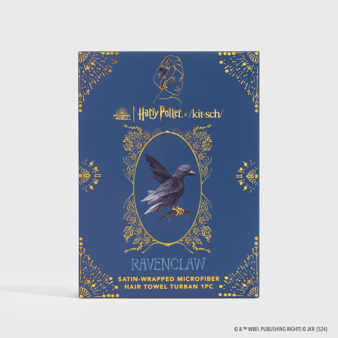 Kitsch x Harry Potter Satin Wrapped Hair Towel in Ravenclaw - Image 3