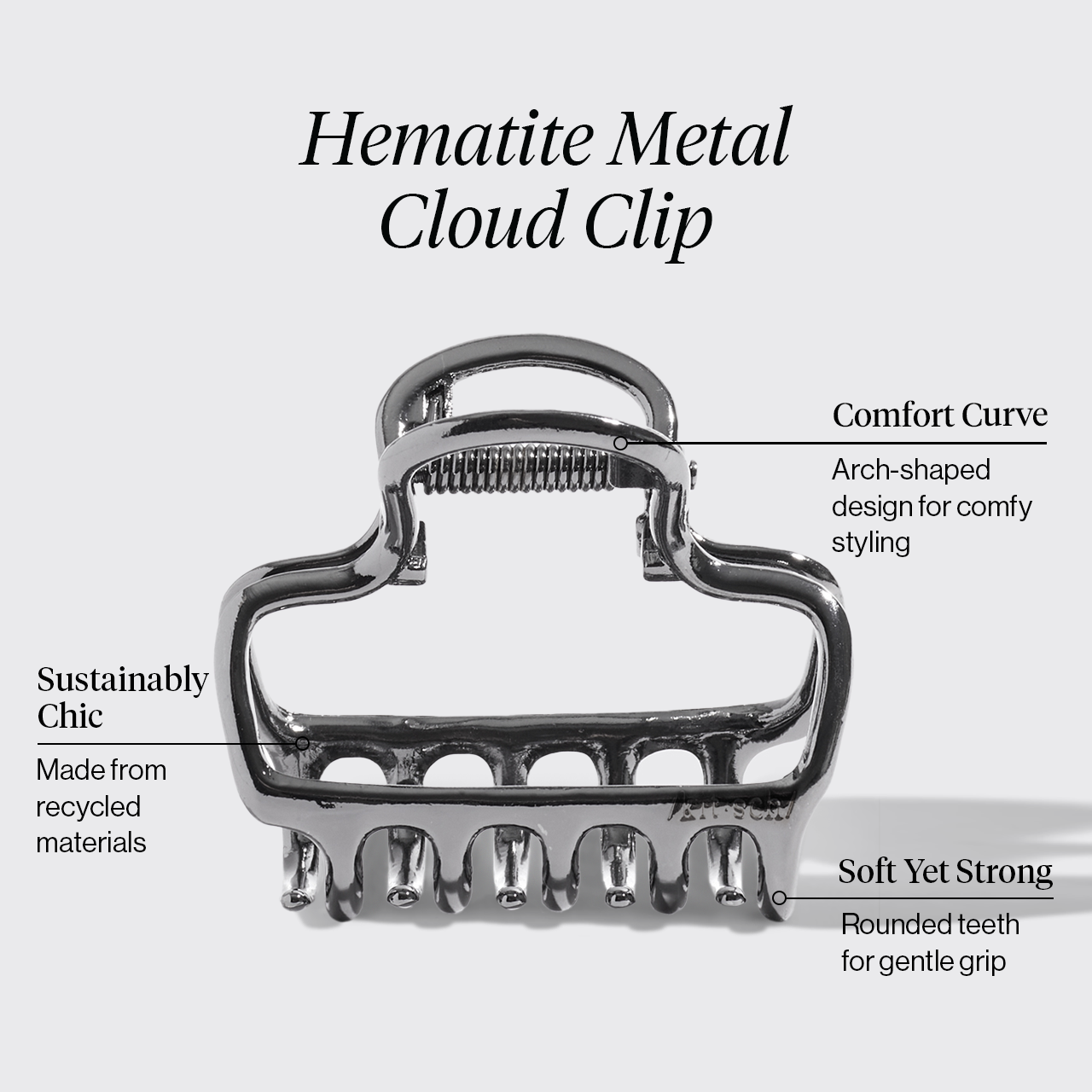 Hematite Metal Cloud Claw Clip - Image 2