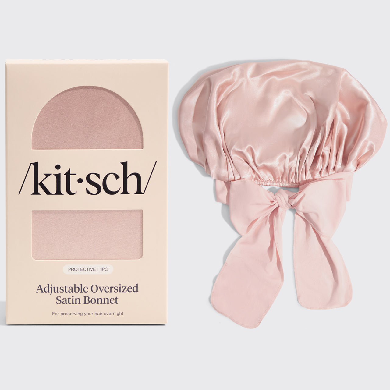 Satin Lined Flexi Shower Cap + Blush Oversized Satin Bonnet Bundle - Image 2