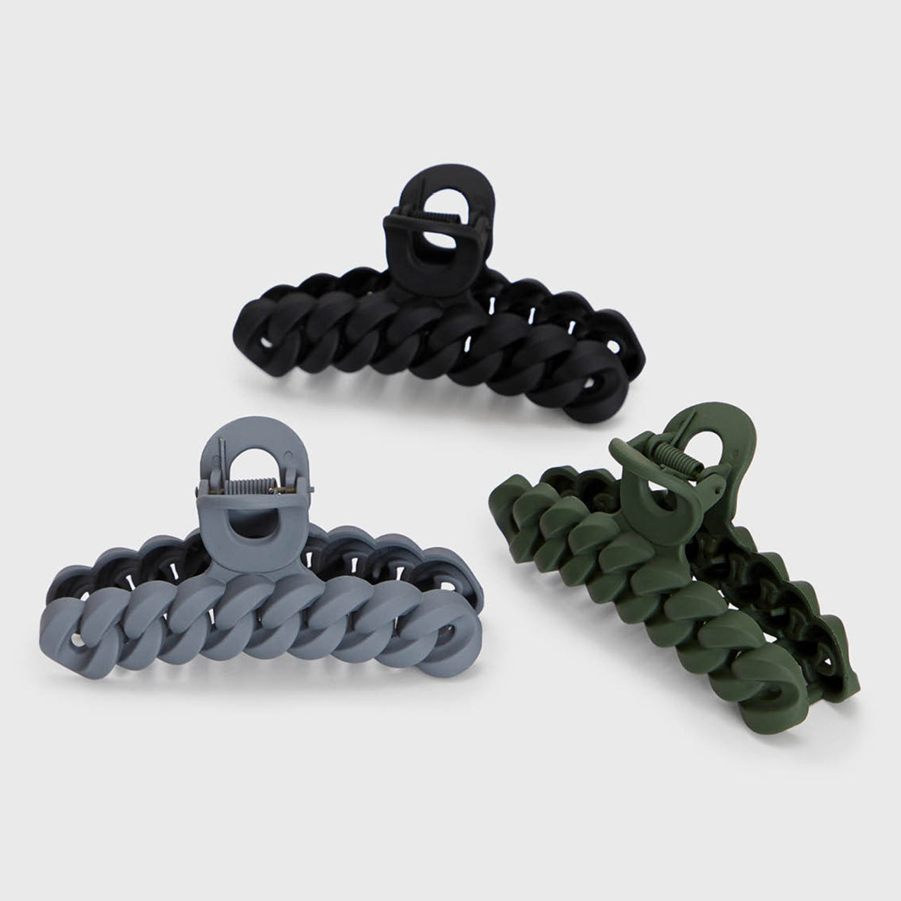 Black & Moss Chain Claw Clips 3pc Set - Image 2