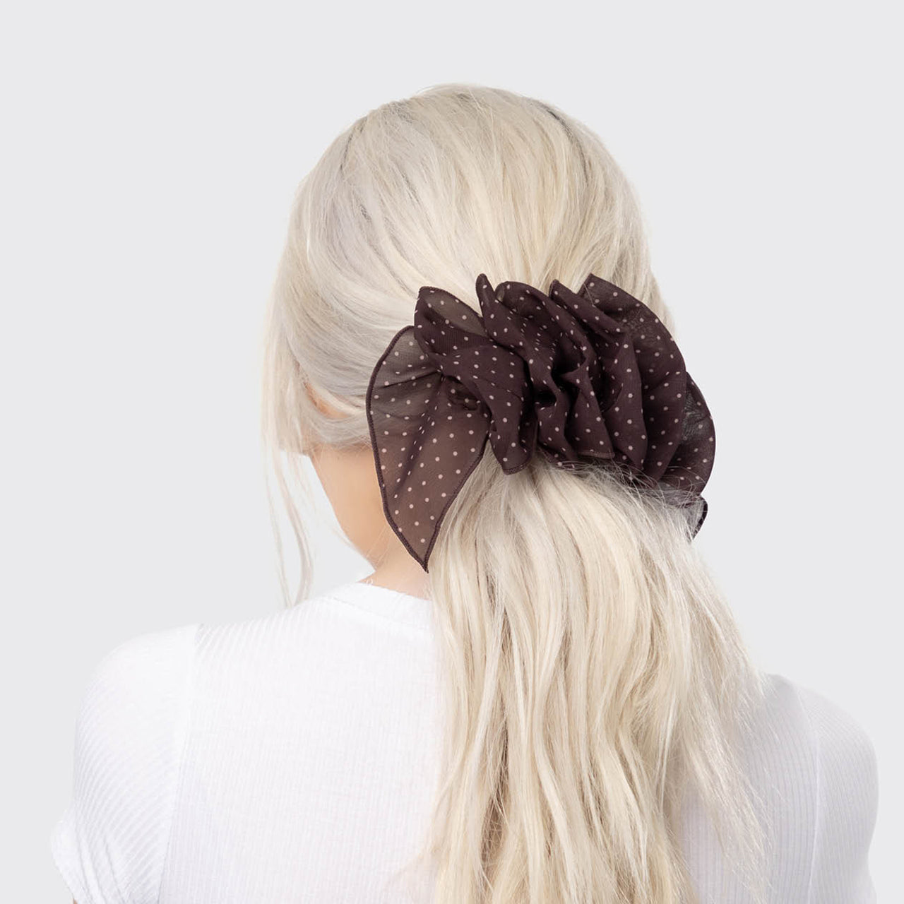 Recycled Chiffon Polka Dot Bow Barrette - Image 4