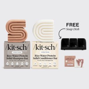 Hair Growth Rice Water Black Self Draining Soap Dish Bundle