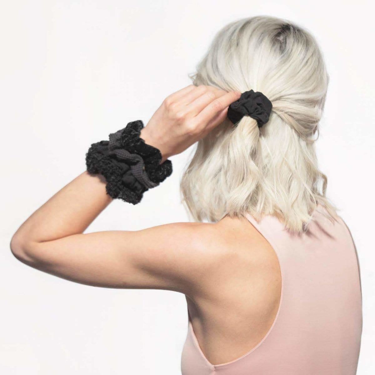 Assorted Textured Scrunchies in Black - Image 2